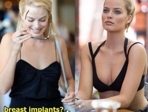 Margot Robbie before and after breast implants