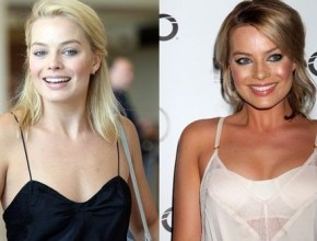 Margot Robbie before and after breast implants