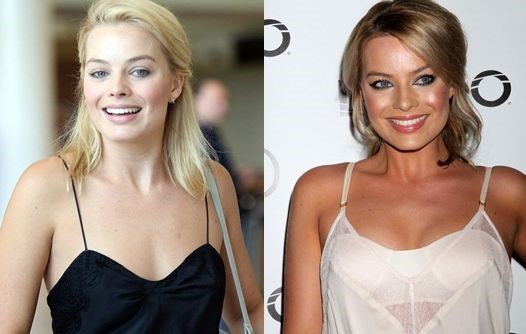 Margot Robbie before and after breast implants