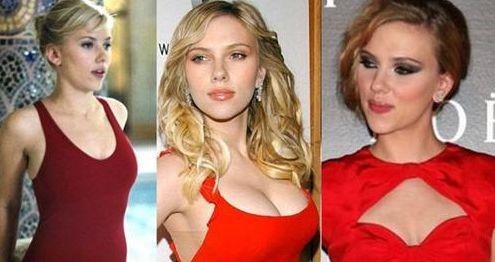 Scarlett Johansson breast transformations.